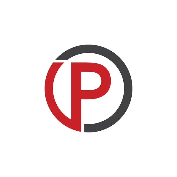 P initial circle company or PO OP logo red — Stock Vector