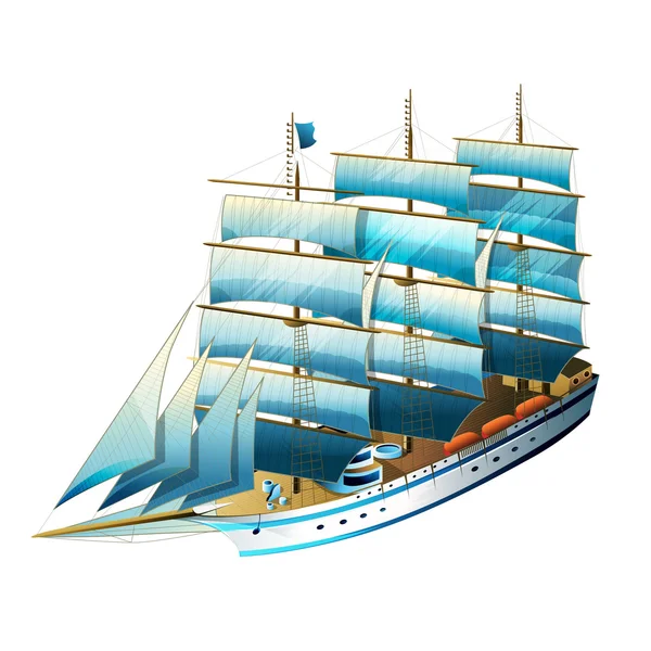 Illustrazione della nave a vela — Vettoriale Stock