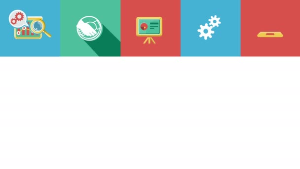 Affärs- och Startup platt ikoner Set. 4k. — Stockvideo