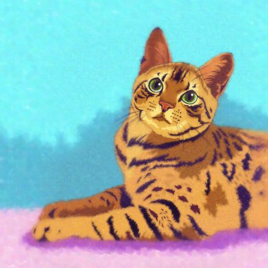 Bengal kedi illüstrasyon
