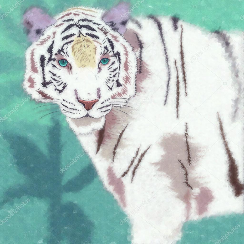 Wild Cats. White Tiger — Stock Photo © ConceptCafe 109329584