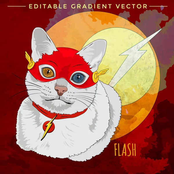 Super-heróis de gatos. Flash. — Vetor de Stock