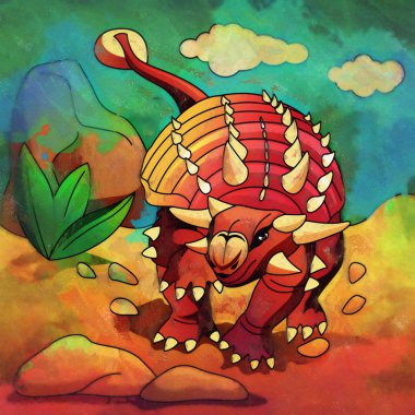 Dinozor Habitat. Euplocephalus gösterimi