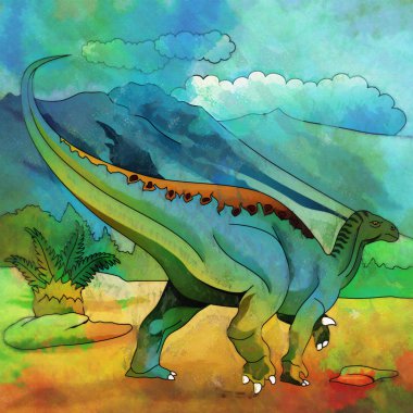 Dinozor Habitat. Plateosaur gösterimi