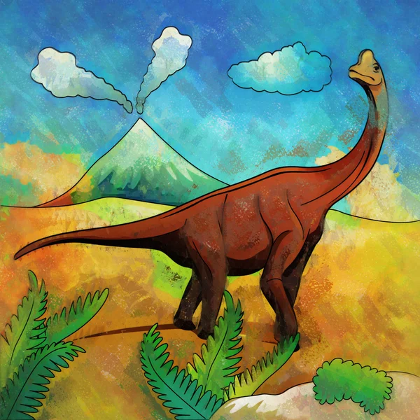 Dinosaur in the habitat. Illustration Of Brachiosaur — Stock Photo, Image