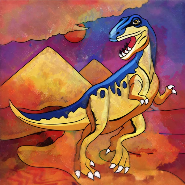 Dinosaur in the habitat. Illustration Of Staurikosaur — Stock Photo, Image