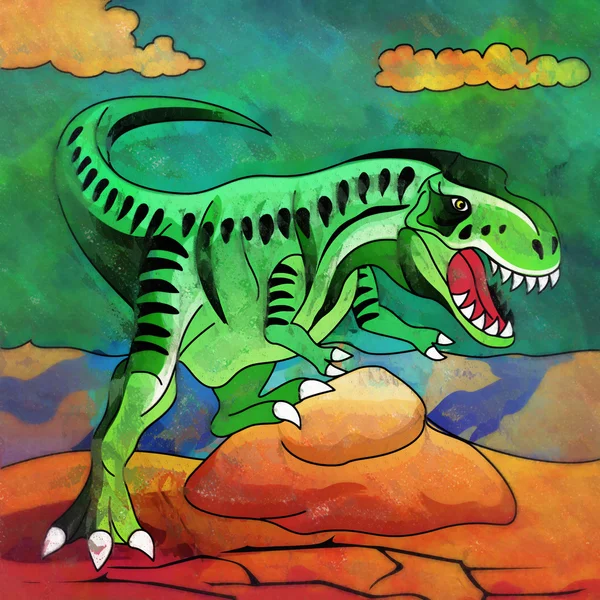 Dinosaur in the habitat. Illustration Of Tyrannosaur — Stock Photo, Image