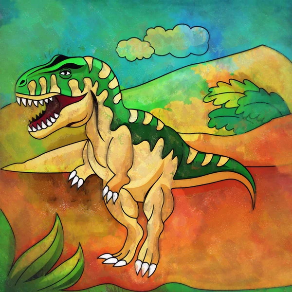 Dinosaur in the habitat. Illustration Of Tyrannosaur — Stock Photo, Image