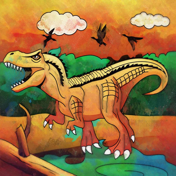Dinosaur in the habitat. Illustration Of Tyrannosaur — Stock Photo, Image