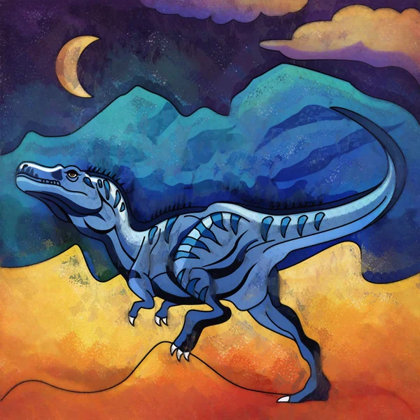 Dinosaur in the habitat. Illustration Of Alectrosaur — Stock Photo, Image