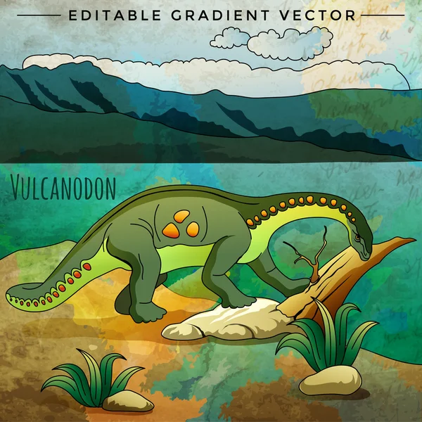 Dinosaurio en el hábitat. Ilustración vectorial de Vulcanodon — Archivo Imágenes Vectoriales