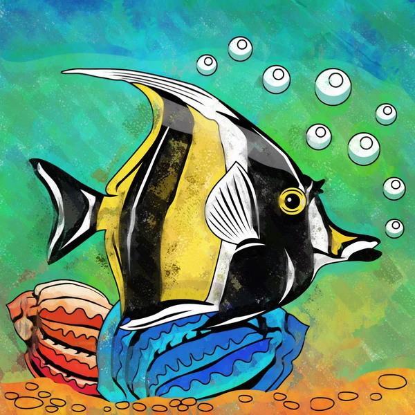 Цветные аквариумные рыбы — стоковое фото