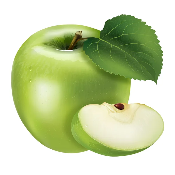 Grüner Apfel auf weißem Hintergrund — Stockfoto