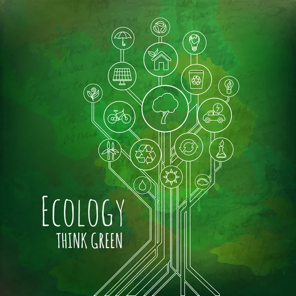 Ecologie Infografică. Think Green — Vector de stoc