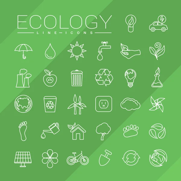 Ekologia linii ikony — Wektor stockowy