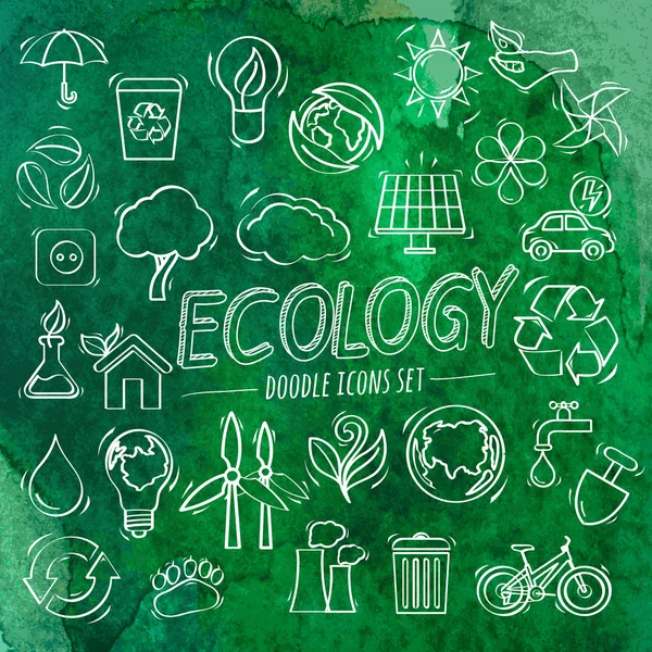 Ecología Doodle Iconos — Archivo Imágenes Vectoriales