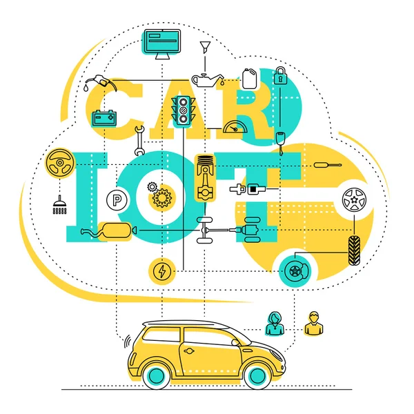 Internet Of Things For The Car — Stock Vector