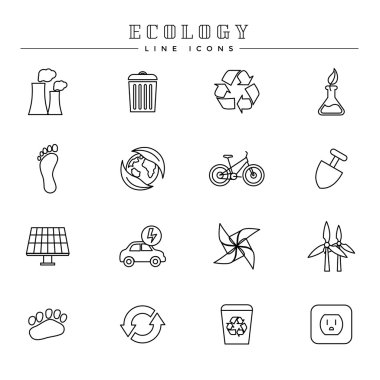 Ekoloji satır Icons Set