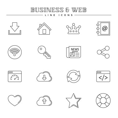 İş ve web, satır Icons set