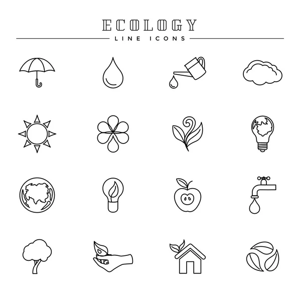 Conjunto de iconos de línea Ecología — Vector de stock