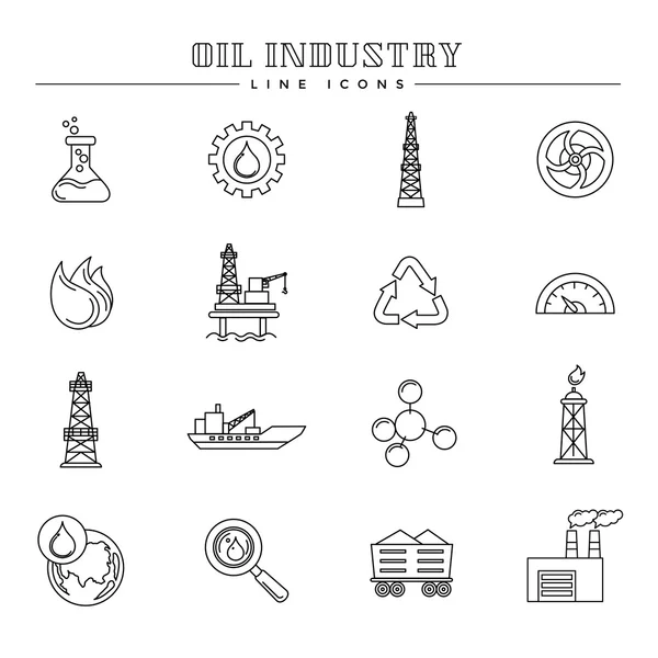Нефтяная промышленность и энергетика, набор иконок — стоковый вектор