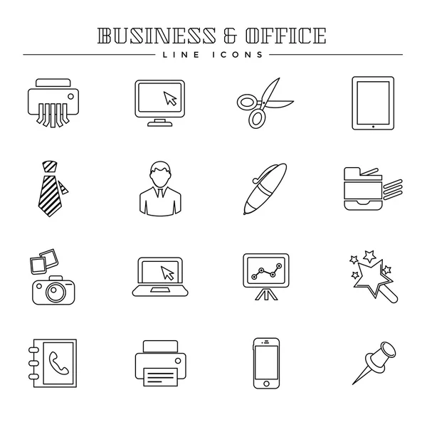 Business and office, line icons set — Stock Vector