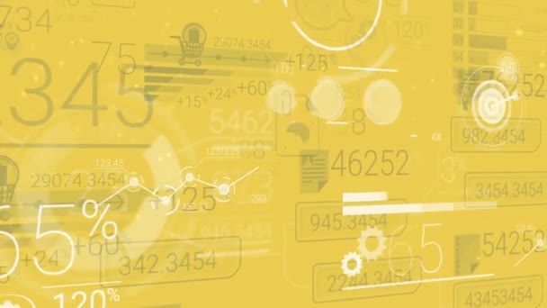 Gelber Firmenhintergrund mit abstrakten Elementen der Infografik — Stockvideo