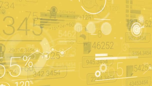 Fondo corporativo amarillo con elementos abstractos de infografías — Vídeos de Stock