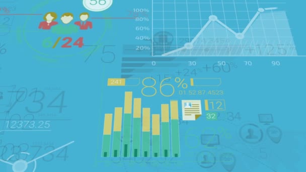 Fondo corporativo azul con elementos abstractos de infografías — Vídeos de Stock