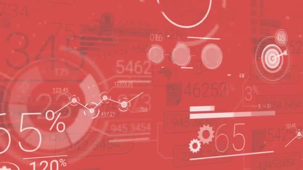 Fondo corporativo rojo con elementos abstractos de infografías — Vídeo de stock