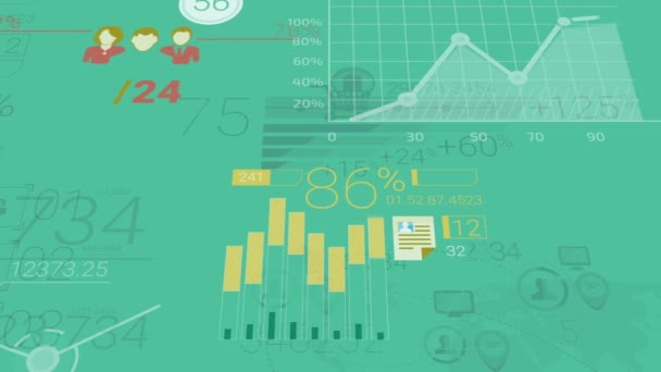 Fundo corporativo verde com elementos abstratos de infográficos — Vídeo de Stock