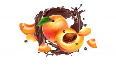 Alfa kanalında kayısı ve çikolatanın sulu animasyonu.