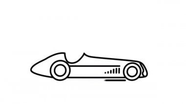 F1 yarış arabası 1950 'lerin Alfa Kanalında çizgi simgesi