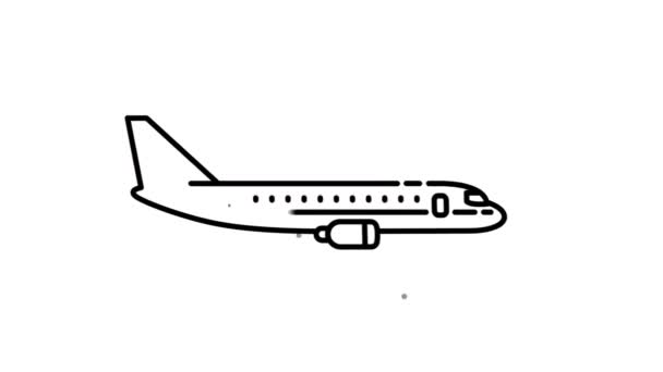 Boeing 767 ikona linii na kanale Alfa — Wideo stockowe