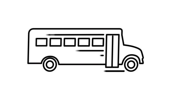 Ícone de linha de ônibus escolar no Canal Alpha — Vídeo de Stock