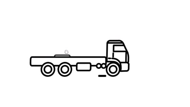 Icono de la línea de camiones grúa en el canal alfa — Vídeos de Stock