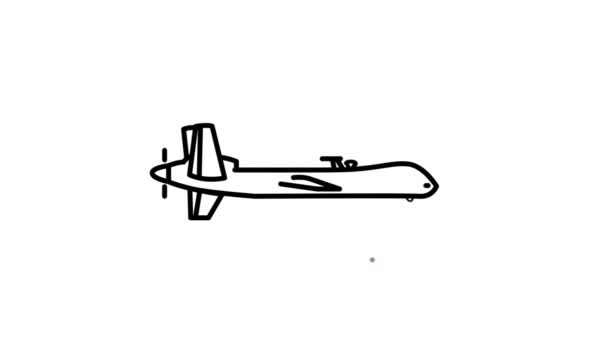 Icono de línea de avión no tripulado en el canal alfa — Vídeos de Stock