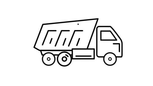 Ícone de linha de caminhão de descarga Kamaz no canal Alpha — Vídeo de Stock