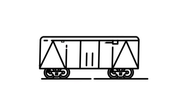 Transporte ferroviário de mercadorias coberto ícone da linha de transporte no Canal Alpha — Vídeo de Stock