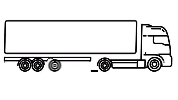 Naczepa Truck linii ikona na kanale Alfa — Wideo stockowe