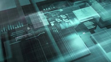 Infographics ve code unsurları ile soyut 3d boşluk.