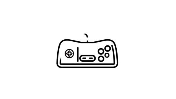 Joystick line icon on the Alpha Channel — Stock Video