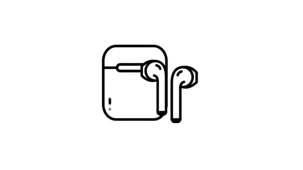 Ohrhörer-Leitungssymbol auf dem Alpha-Kanal — Stockvideo