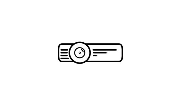 Video Projector line icon on the Alpha Channel — Stock Video