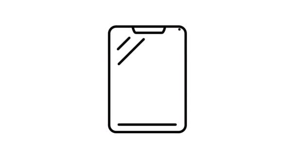Icono de línea de la tableta en el canal alfa — Vídeo de stock