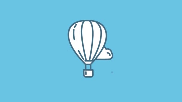 Hot Air Balloon line icon on the Alpha Channel — Stock Video
