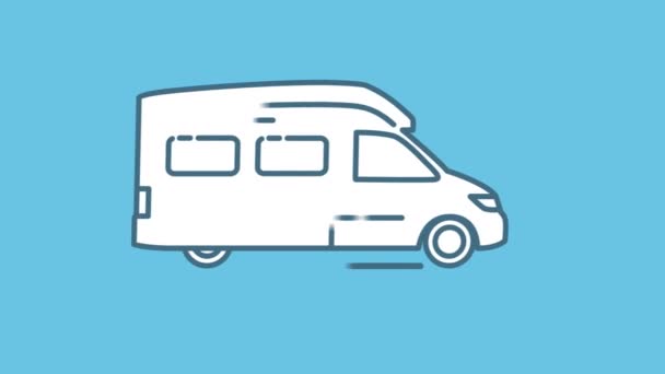 Icona della linea di minibus sul canale alfa — Video Stock