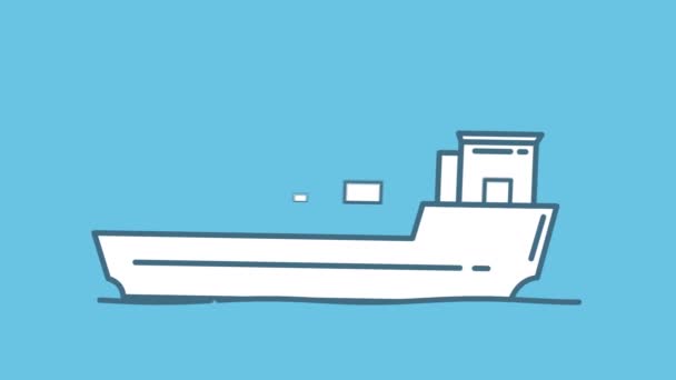 Icône de ligne du navire porte-conteneurs sur le canal Alpha — Video