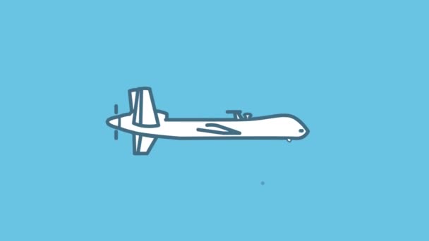 Ícone da linha Drone Plane no Canal Alpha — Vídeo de Stock