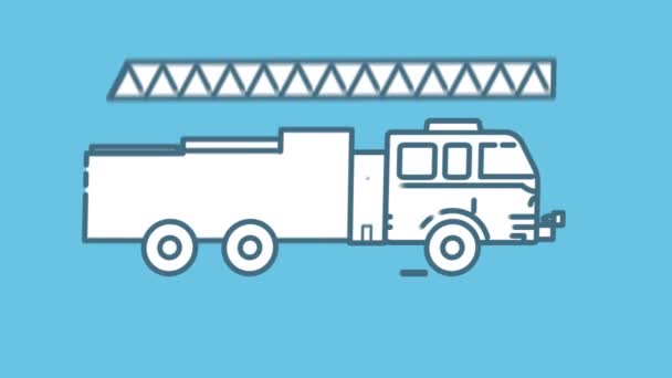 阿尔法通道上的消防车线图标 — 图库视频影像